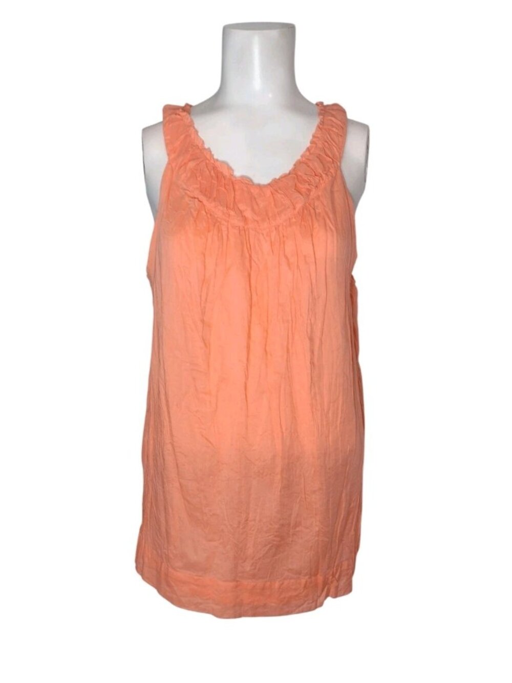 Talbots Cotton Crinkle Ruffle Sleeveless Top 12 Summer Breathable Breathable
